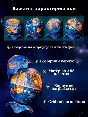 Нічник-проектор зоряне небо з bluetooth Яйце дракона колонка Синє