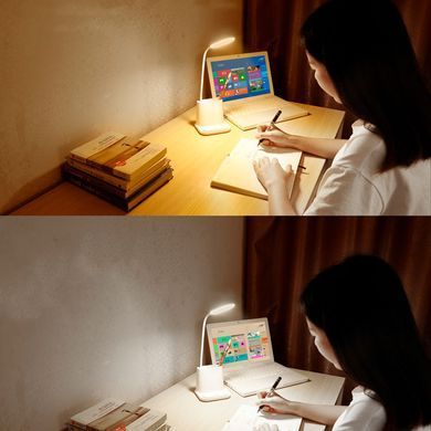 LED лампа с держателем для телефона Desk Lamp с USB портом и аккумулятором Белая