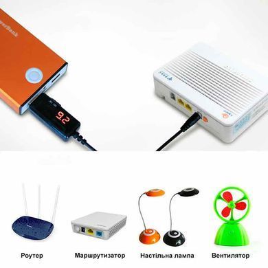 USB кабель для роутера от Повербанка 5V на 9V/12V с переключателем и дисплеем