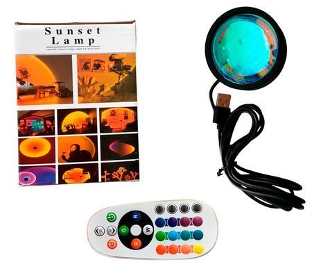 Лампа Sunset RGB з пультом led 16 кольорів на штативі USB проектор атмосферна лампа різнокольорова