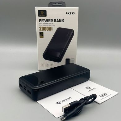 Power Bank LENYES PX233 20000mAh Зовнішній зарядний пристрій з LED-індикаторами