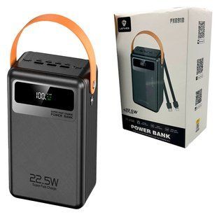Портативный повербанк LENYES PX691D 60000mAh Power Bank PD 22.5W со встроенными кабелями Type-C и Lightning