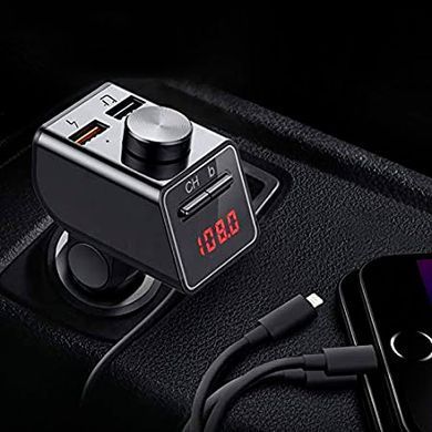 Автомобільний FM модулятор Q-18S Bluetooth з функцією гучного зв'язку трансмітер для машини Silver