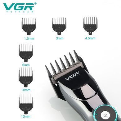 Машинка для стрижки VGR V-256 LCD дисплей 400 хв роботи та 6 насадок