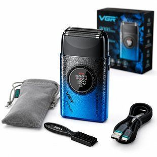 Электробритва-шейвер VGR V-377 Blue с LED-дисплеем USB-C 21 скорость