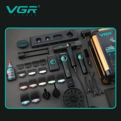 Професійний набір для стрижки волосся VGR Stepless Pro 4 в 1 - машинка для стрижки, тример, шейвер та фен