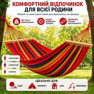 Мексиканський підвісний гамак з дерев'яною планкою 200/100 см до 150 кг з чохлом Синій