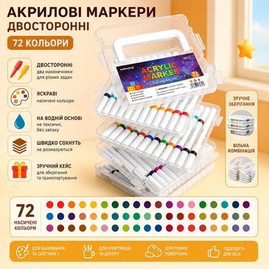 Набір двосторонніх акрилових маркерів Acrylic 36 шт / 72 кольори для малювання в кейсі