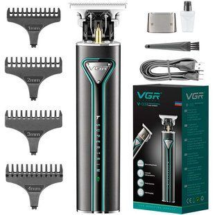 Машинка для стрижки VGR V-009 з Т-подібним лезом тример з Turbo режимом та USB-C 250 хв роботи