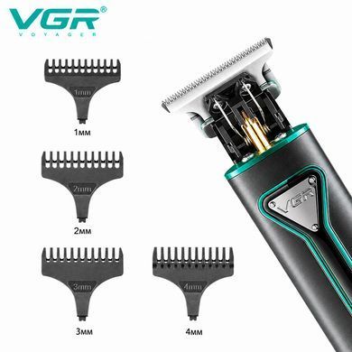 Машинка для стрижки VGR V-009 з Т-подібним лезом тример з Turbo режимом та USB-C 250 хв роботи