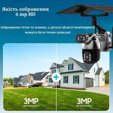 Вулична IP-камера Q5max WiFi 6МП з поворотом 360&deg; Енергонезалежна камера з сонячним живленням і датчиком руху IP66 для вулиці