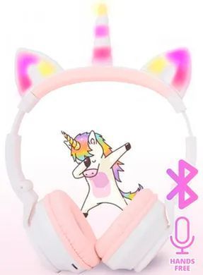 Бездротові навушники LED Єдиноріг з котячими вушками Єдиноріг з Bluetooth Pink