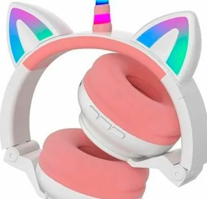 Бездротові навушники LED Єдиноріг з котячими вушками Єдиноріг з Bluetooth Pink