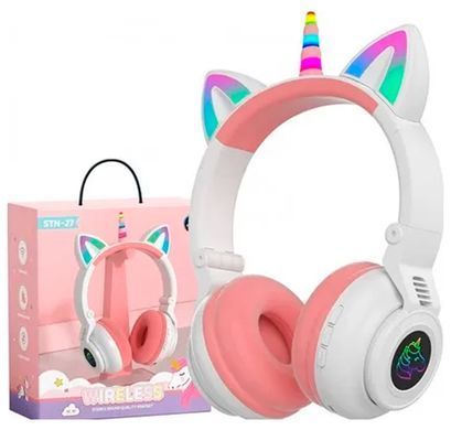 Бездротові навушники LED Єдиноріг з котячими вушками Єдиноріг з Bluetooth Pink