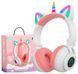 Бездротові навушники LED Єдиноріг з котячими вушками Єдиноріг з Bluetooth Pink