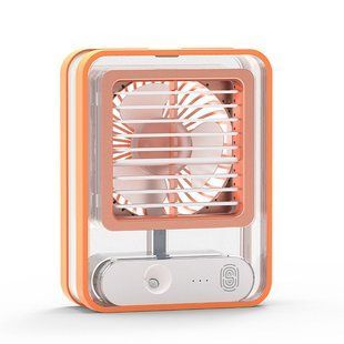 Зволожувач з вентилятором та LED-підсвічуванням Mini fan Настільний зволожувач повітря Помаранчевий