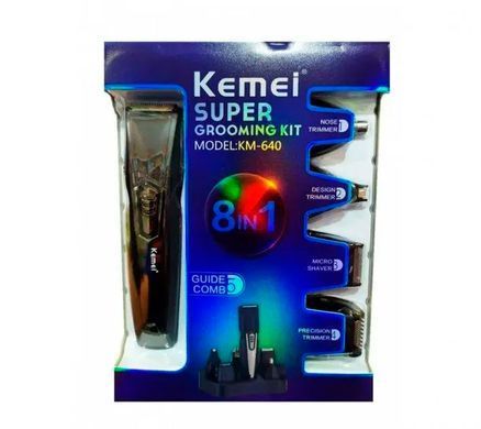 Машинка для стрижки Kemei-640 8в1 на акумуляторі для стрижки волосся бороди 4 насадки
