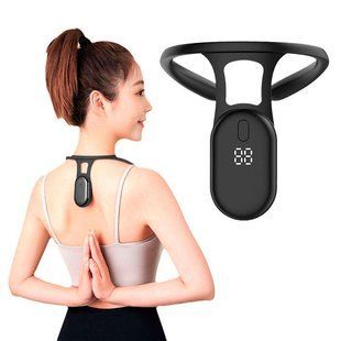 Електронний коректор постави Posture Device з вібросигналом, LED-дисплеєм та USB-зарядкою Чорний