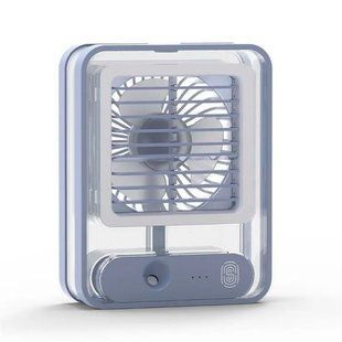 Зволожувач з вентилятором та LED-підсвічуванням Mini fan Настільний зволожувач повітря Синій
