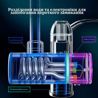 Електричний кран-водонагрівач Delimano R-20 з LCD-дисплеєм потужність 3000 Вт для кухні та ванної