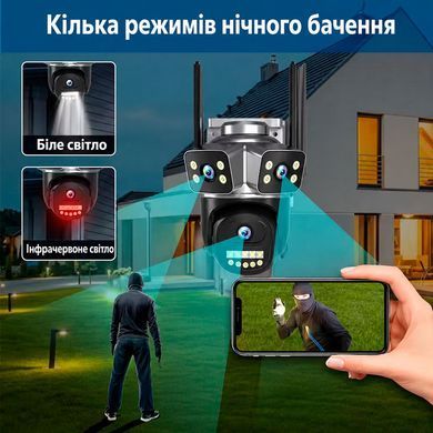 Поворотная 4G IP-камера QD18 12 МП с тремя экранами и ночным видением