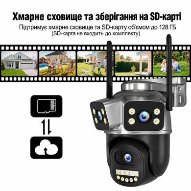 Поворотная 4G IP-камера QD18 12 МП с тремя экранами и ночным видением