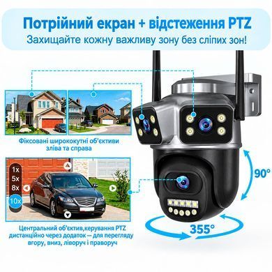 Поворотная 4G IP-камера QD18 12 МП с тремя экранами и ночным видением