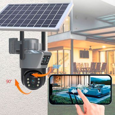 Камера відеоспостереження V380pro 6MP Вулична 360&deg; камера 4G з нічним баченням і сонячною панеллю
