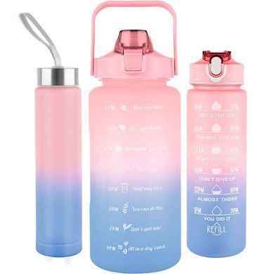 Пляшка для води 3 в 1 BOTTLE 264 Рожево-блакитна - Набір із 3 шт.