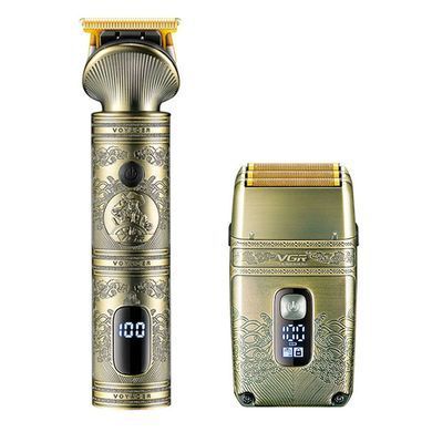 Комплект VGR V-649 тример і шейвер з 4 насадками з металевим корпусом і LED дисплеєм