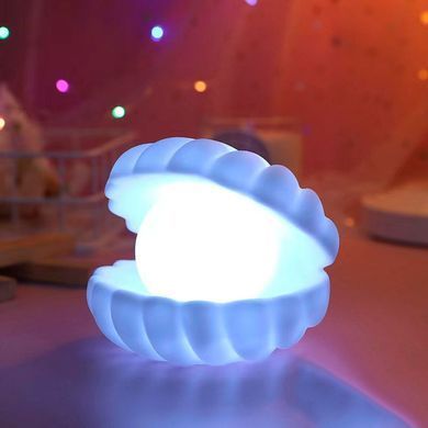 Нічник-світильник Perl Light у формі мушлі з LED перлиною Блакитний