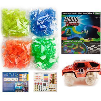 Детский светящийся гибкий трек Magic Tracks 220 деталей с 1 LED машинкой