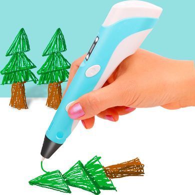 Набір ручка 3Dpen-6 з трафаретами та планшетом + 100 метрів пластику Синя
